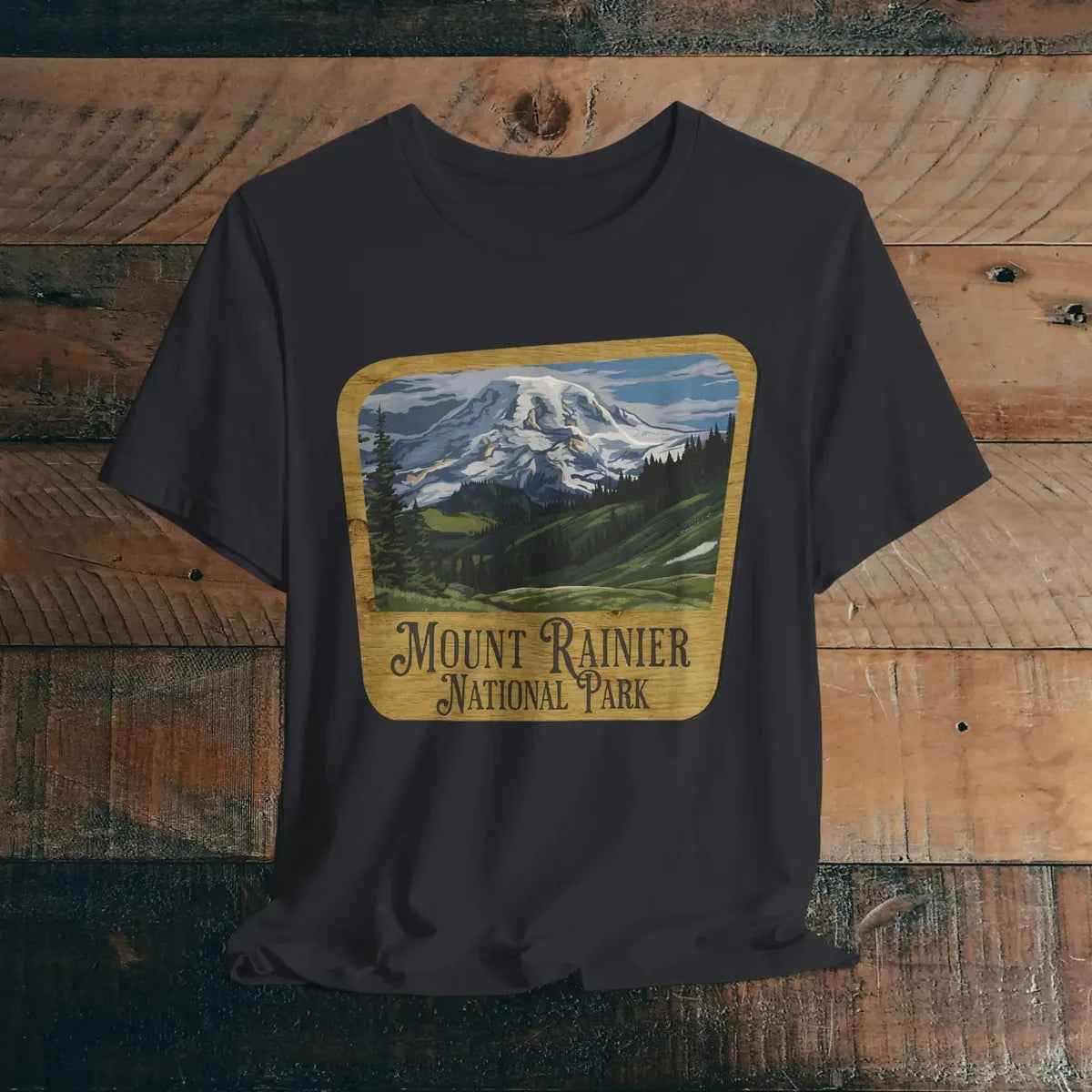 Mount Rainier National Park T-Shirt Mountain Wood Sign