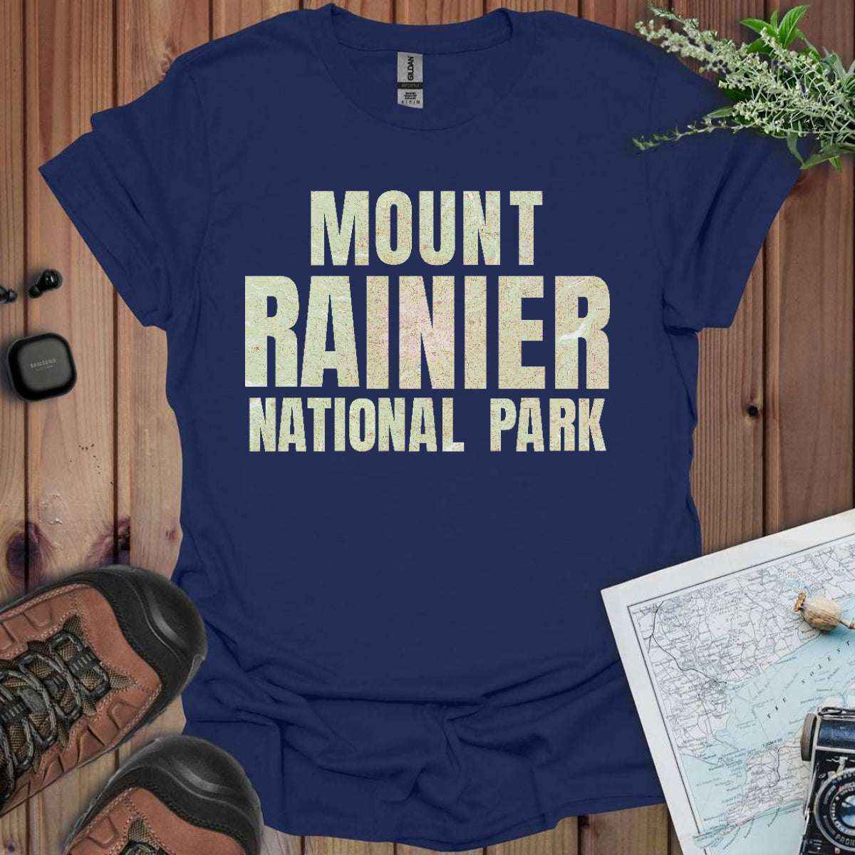 Mount Rainier Topographic Map National Park Unisex Fit Soft T-Shirt