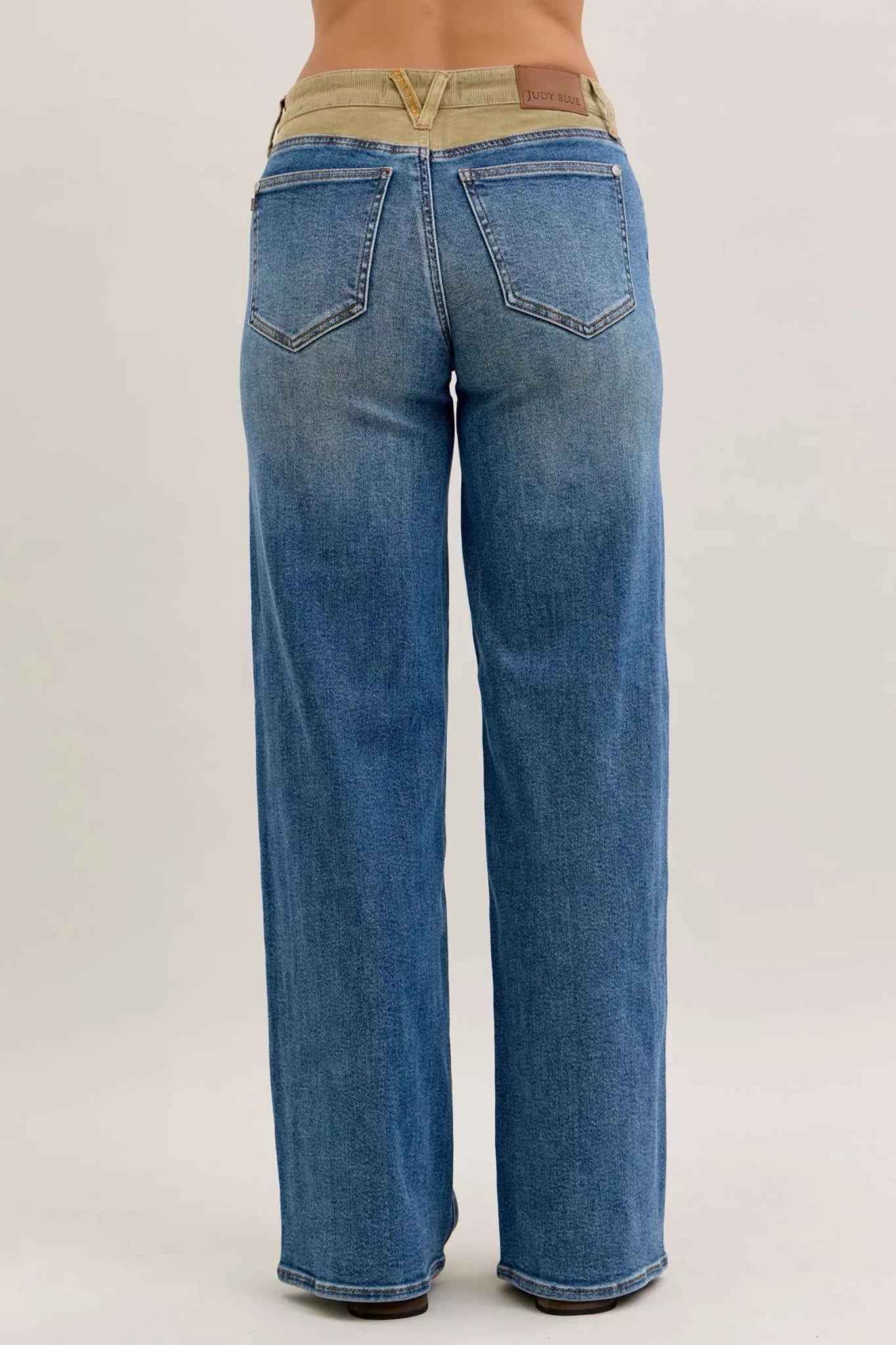 MR Column Straight Jeans with Corduroy Waist