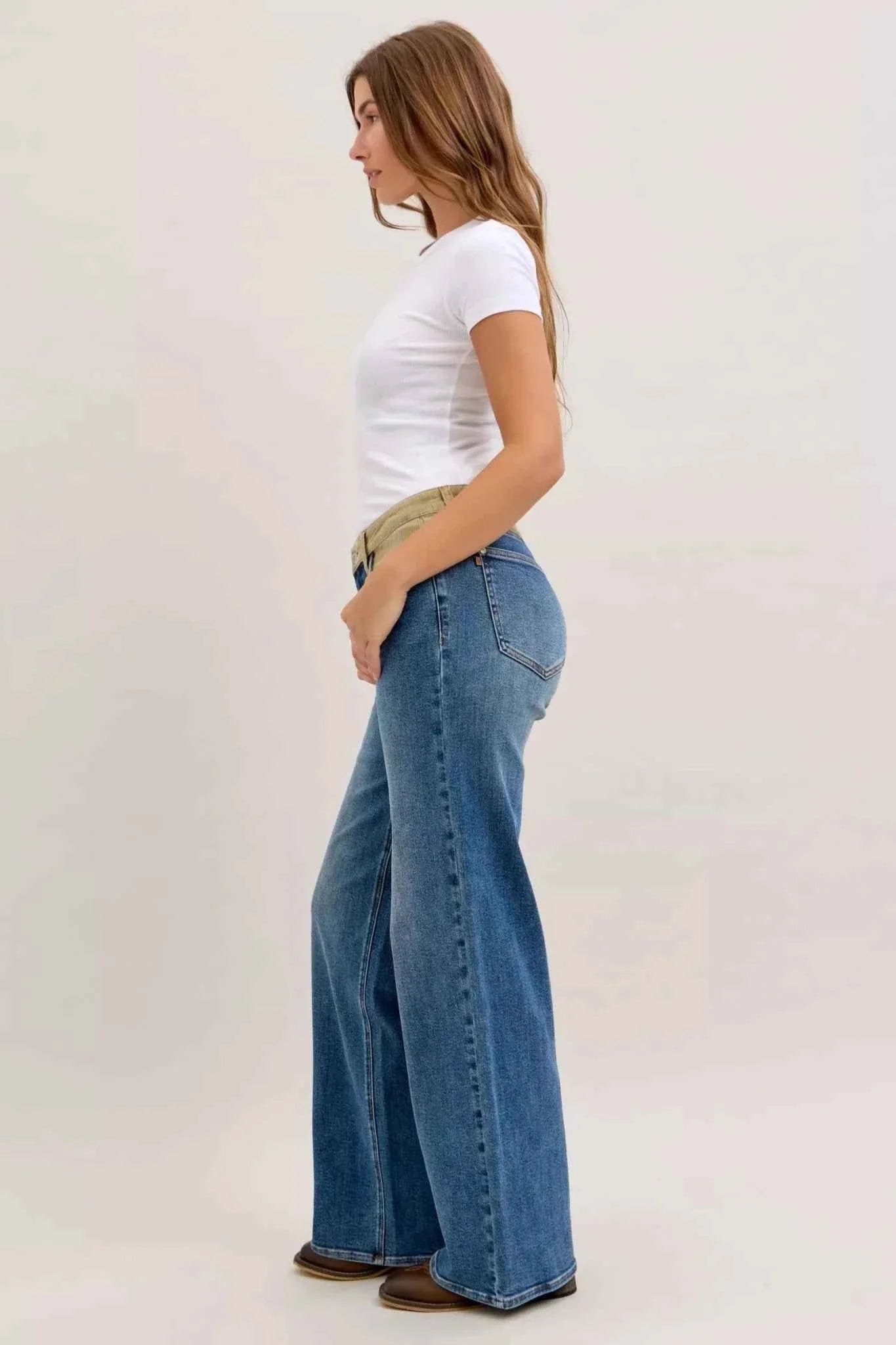 MR Column Straight Jeans with Corduroy Waist