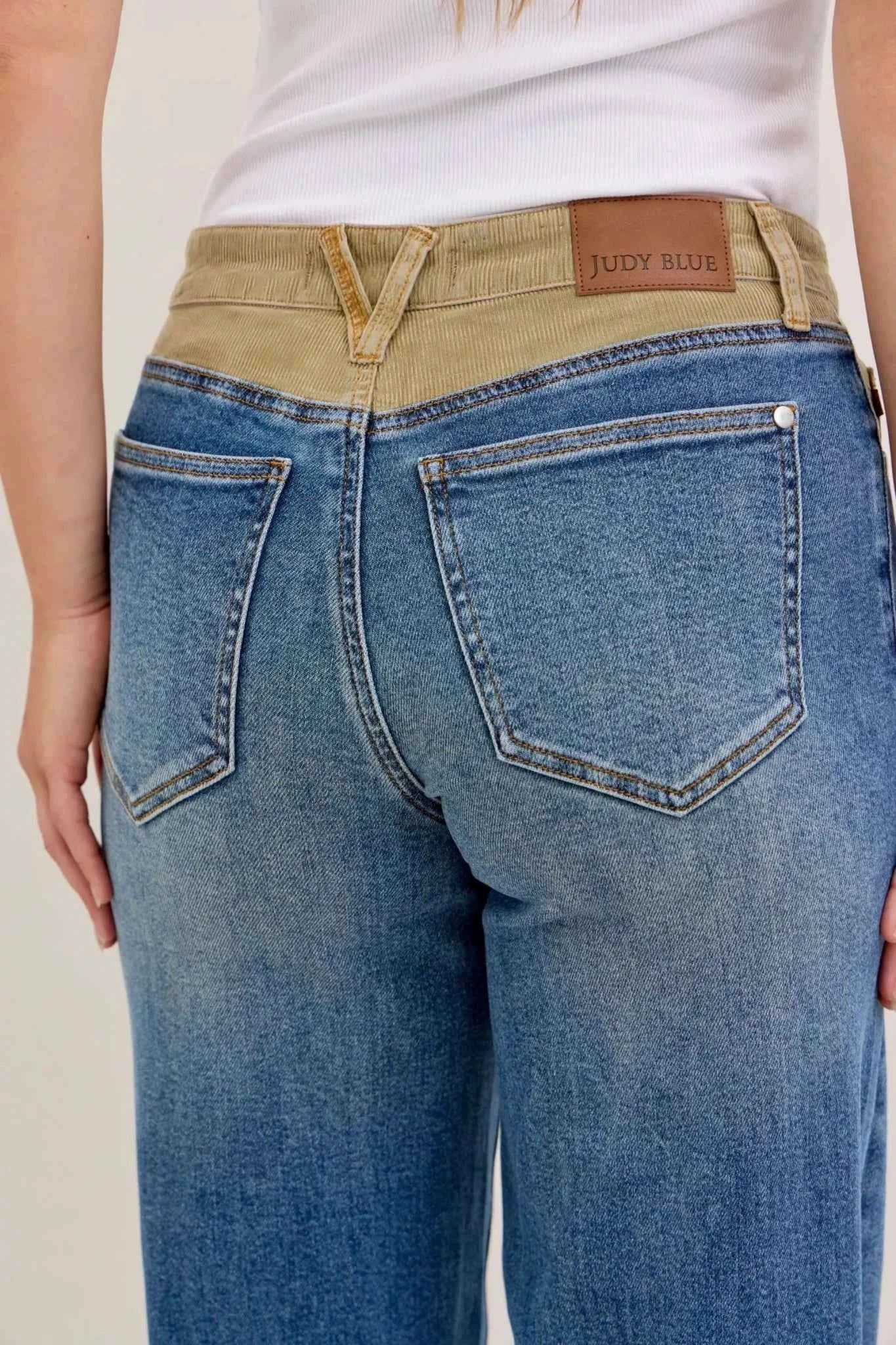 MR Column Straight Jeans with Corduroy Waist