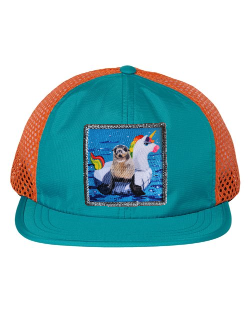 Wide Set Mesh Cap Orange/ Teal