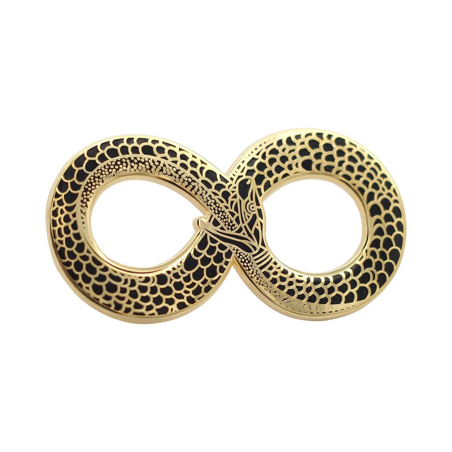Ouroboros Enamel Pin – Occult Snake Pin with Real Gold