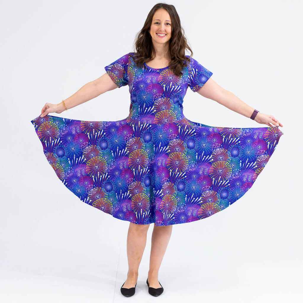 Adult "Pi-rotechnics" Pi Fireworks Super Twirler Dress with Pockets