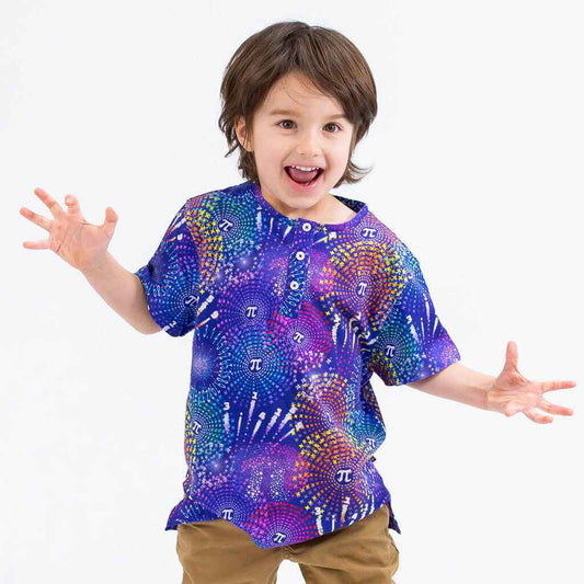 "Pi-rotechnics" Pi Fireworks Henley Short Sleeve Tee