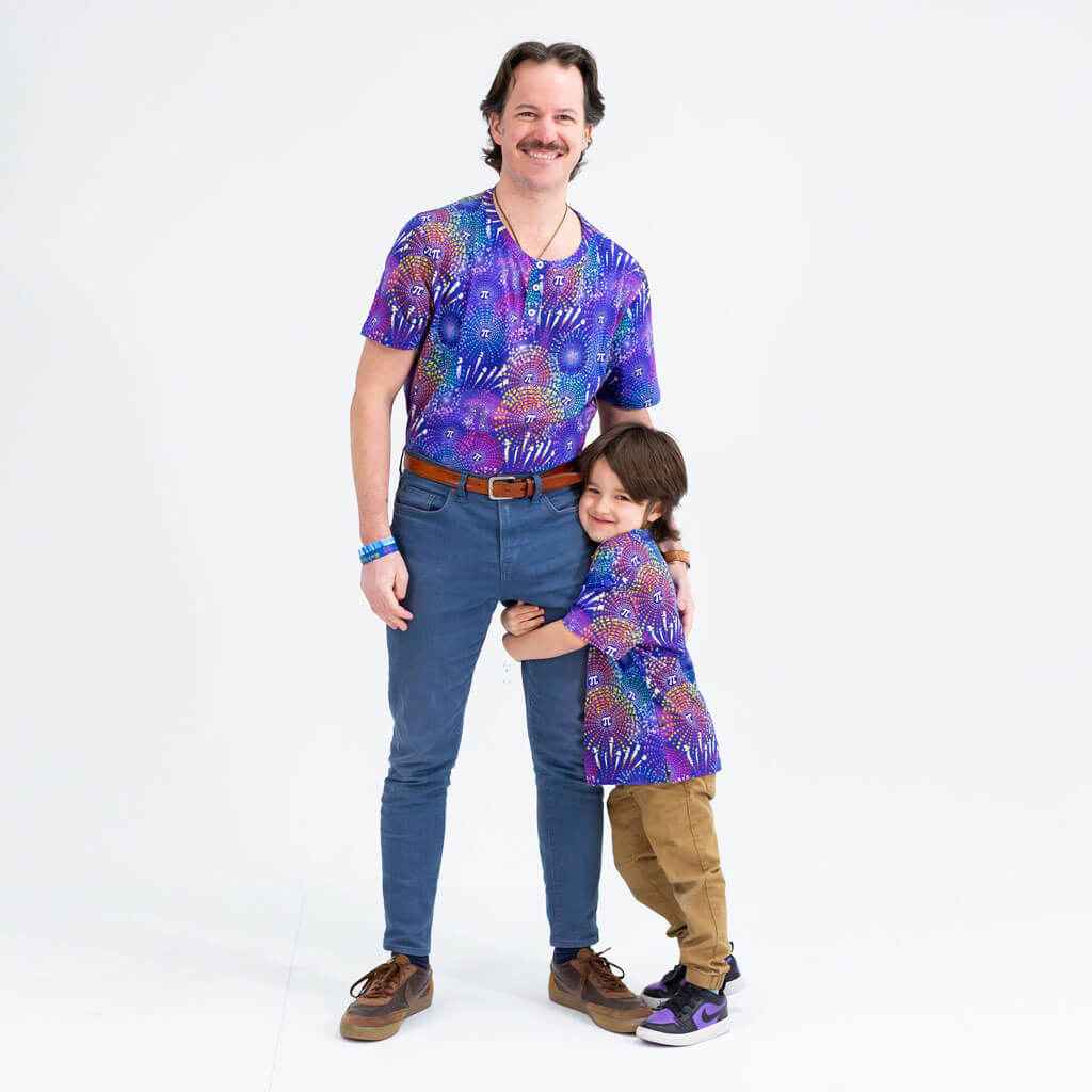 Adult "Pi-rotechnics" Pi Fireworks Henley Short Sleeve Tee