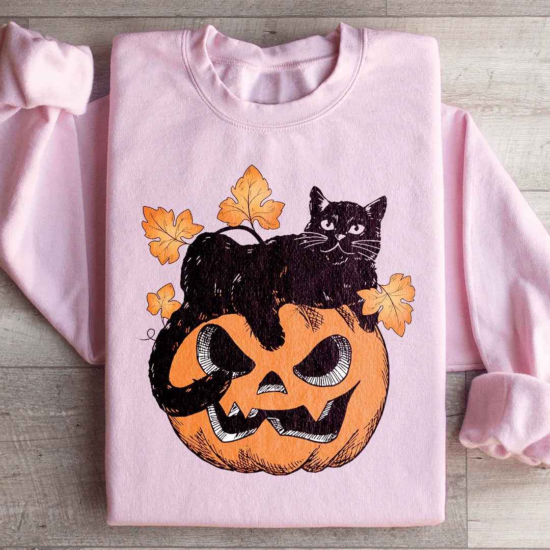 Cute Autumn Jack-O'-Lantern Graphic Sweatshirt – "Pumpkin Cat"