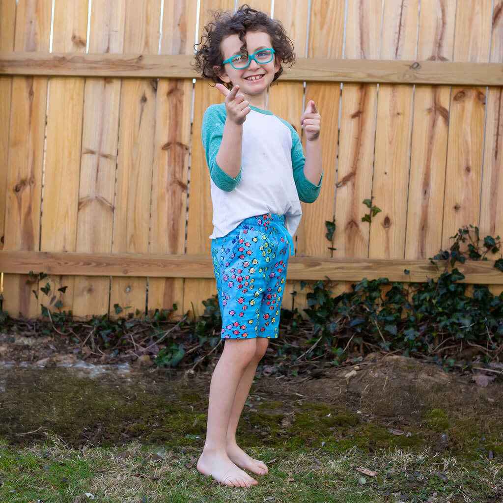 "Summer School" Rainbows of Fish Drawstring Shorts with Pockets