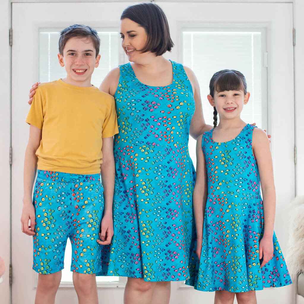 "Summer School" Rainbows of Fish Drawstring Shorts with Pockets