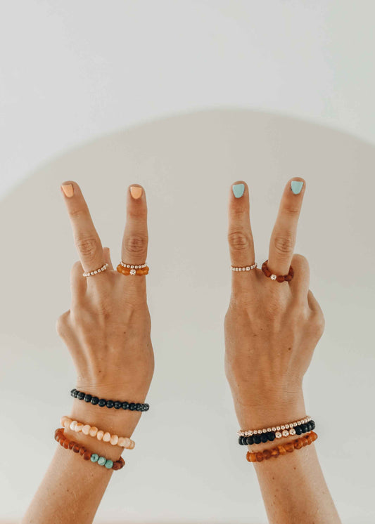 14k Gold Filled || Beaded Stretch Ring || Stackable