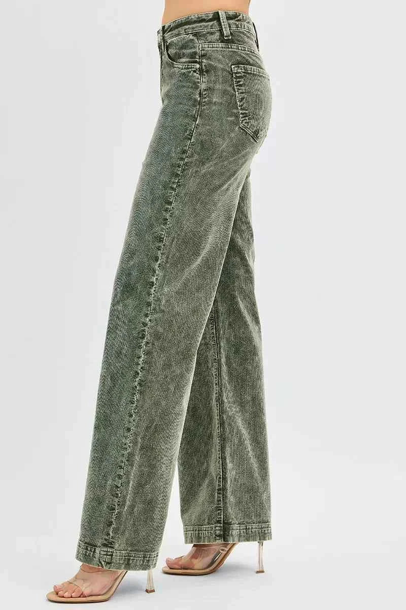 RISEN Full Size High Rise Wide Leg Corduroy Jeans Plus Size