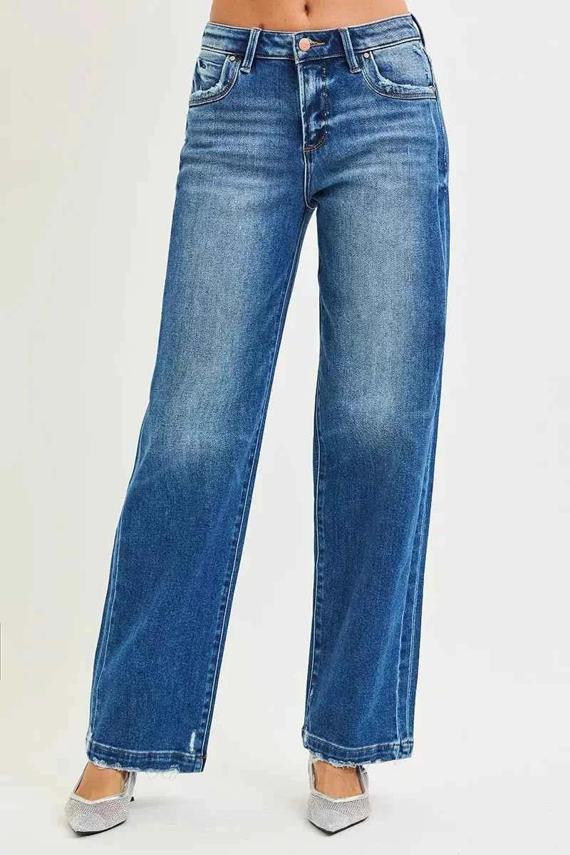 RISEN Full Size Slouchy Baggy Jeans Pocket Side Seam Detail Plus Size