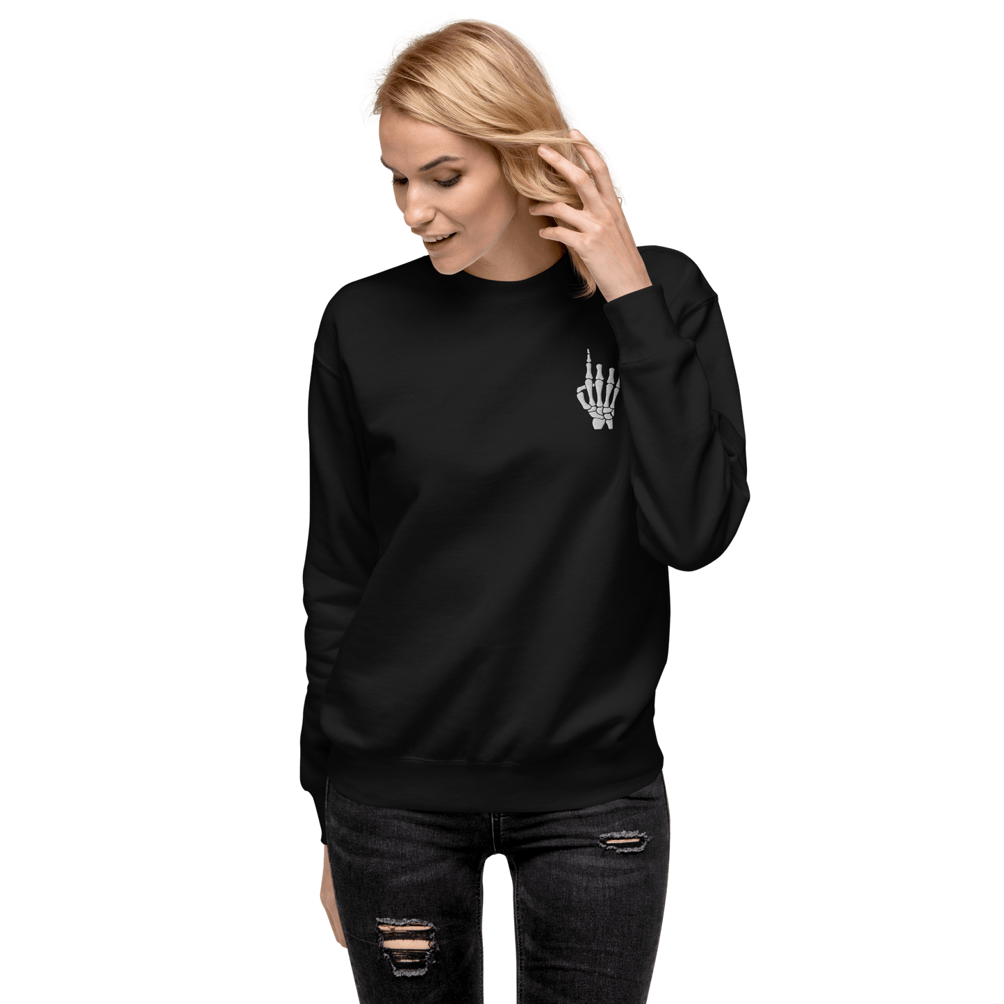 Rock On Skeleton Embroidered Sweatshirt