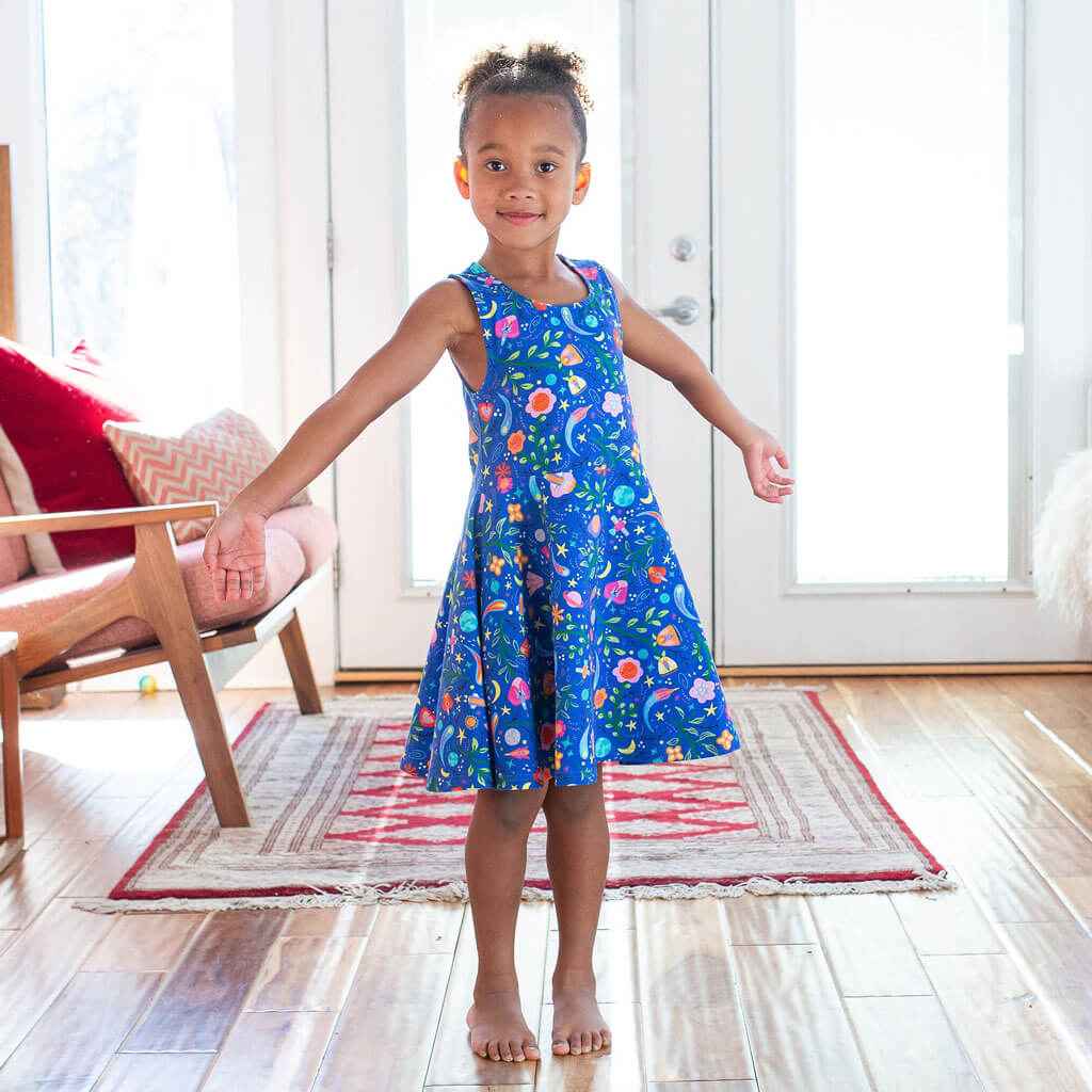 "Gardeners of the Galaxy" Space Paisley Sleeveless Play Dress with Pockets