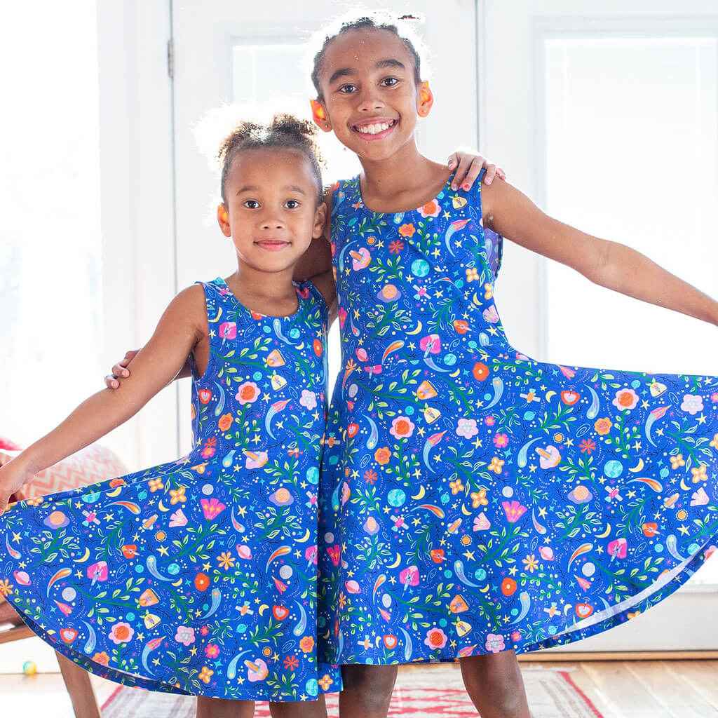 "Gardeners of the Galaxy" Space Paisley Sleeveless Play Dress with Pockets