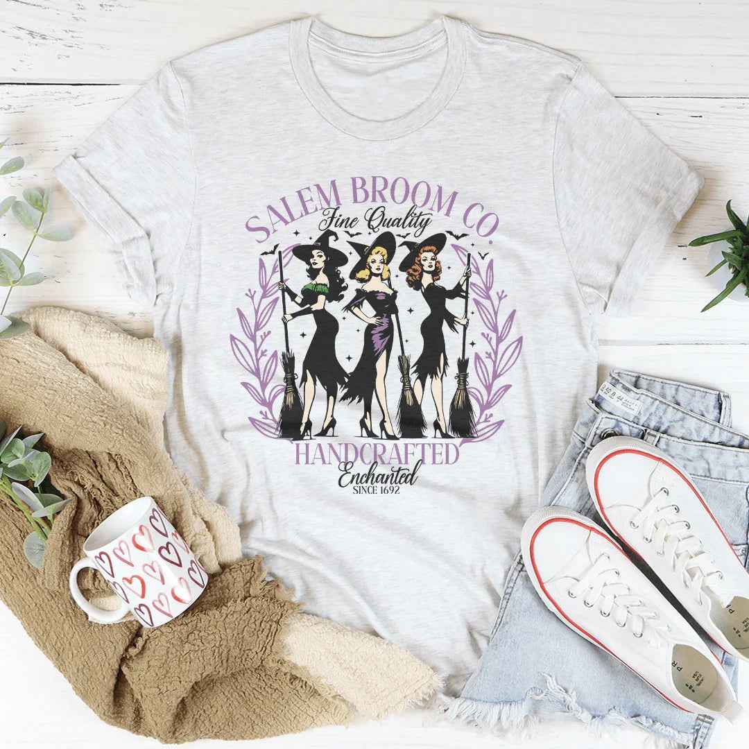 Salem Broom Co Fine Quality Handcrafted Enchanted Since 1692 Tee