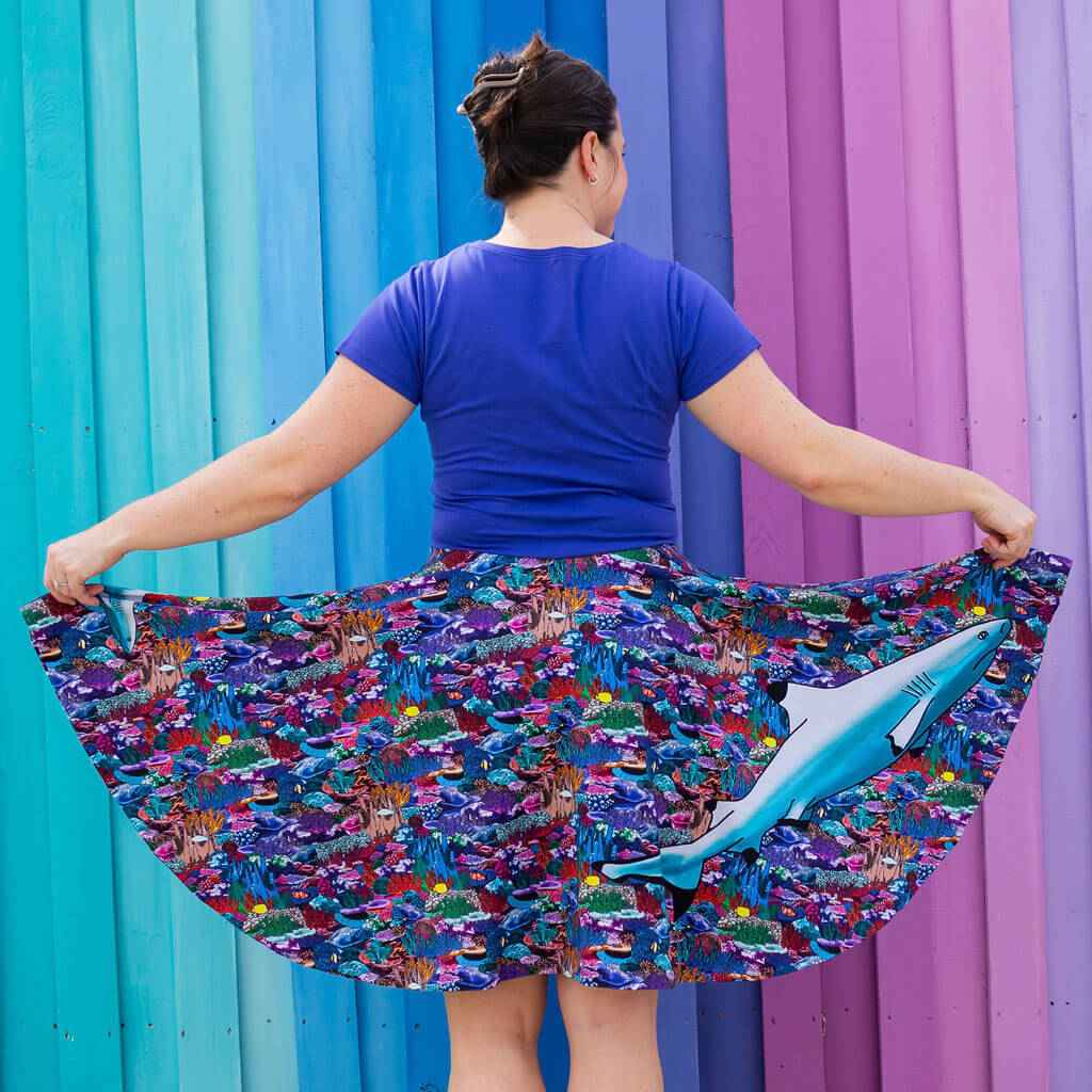 Adult "Chomping Grounds" Shark Reef Super Twirler Dress with Pockets