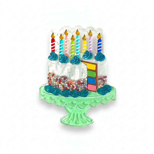 "Slice, Slice Baby" Birthday Cake Brooch by Lipstick & Chrome