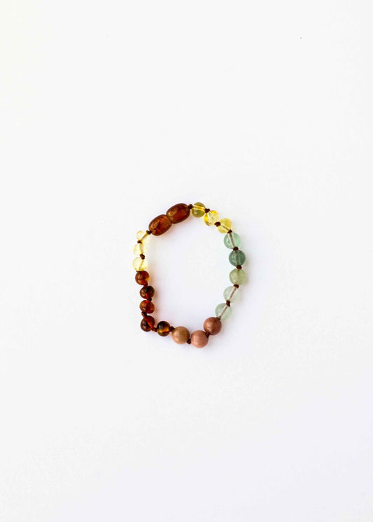 Raw Baltic Sea Amber + Stone Rainbow || Anklet • Bracelet