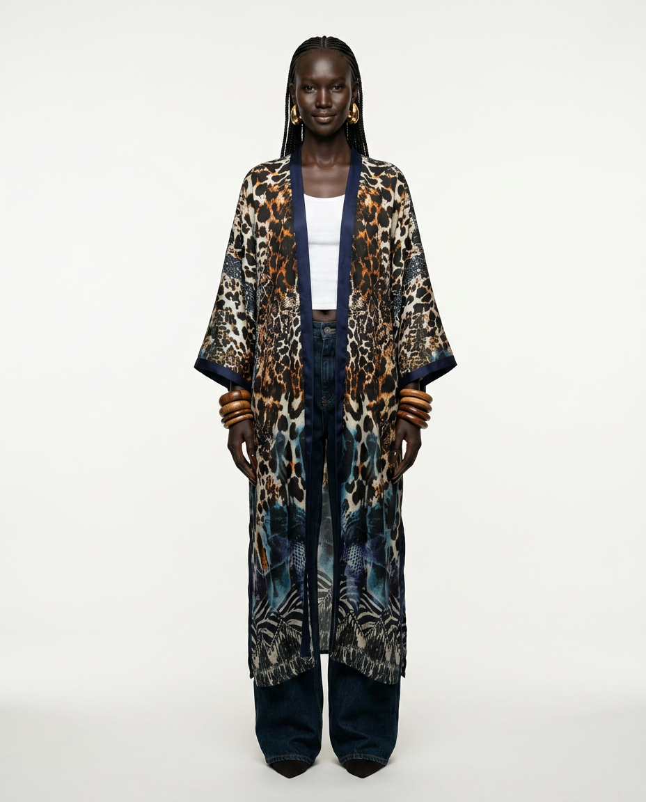 Fierce Leopard Print Boho Kaftan