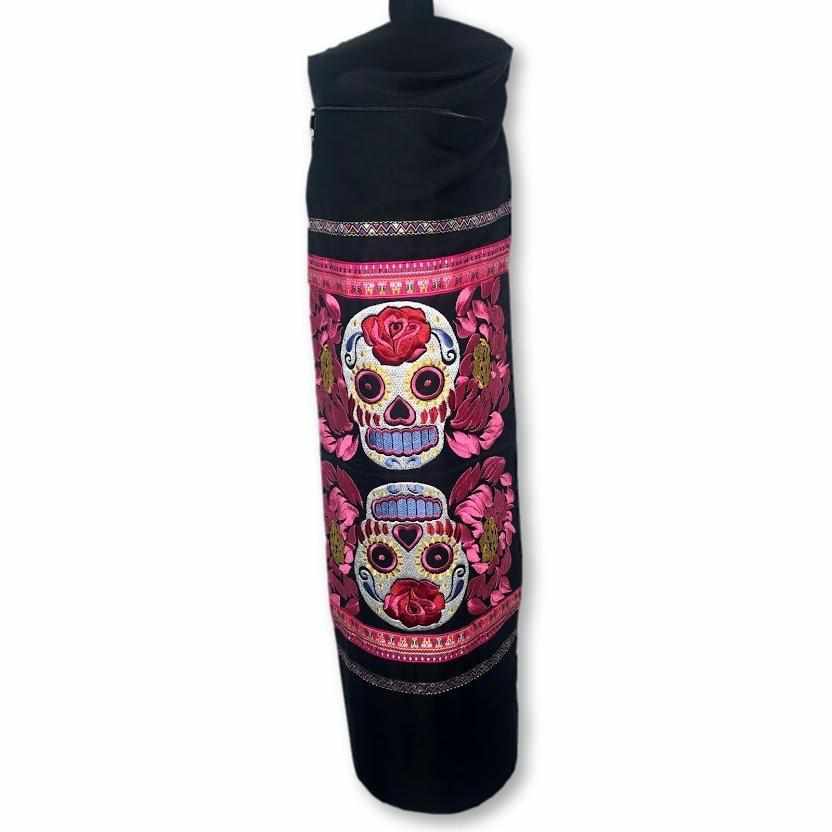 Sugar Skull Embroidered Yoga Bag - Thailand