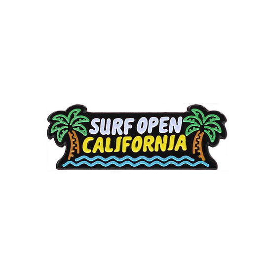 Surf Open California Neon Sign Enamel Pin - Glow-In-The-Dark Souvenir Pin