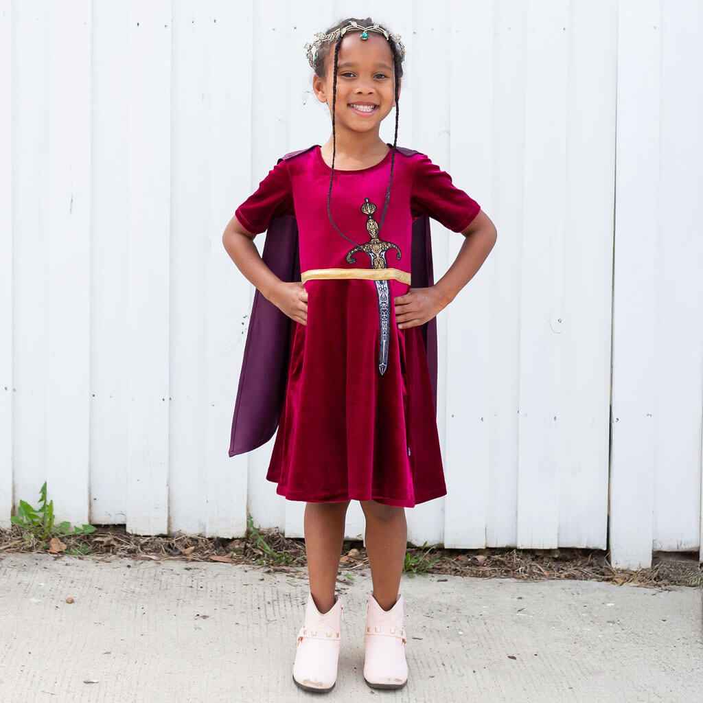 Sword and Cape Ballerina Style Short Sleeve Dress with Pockets