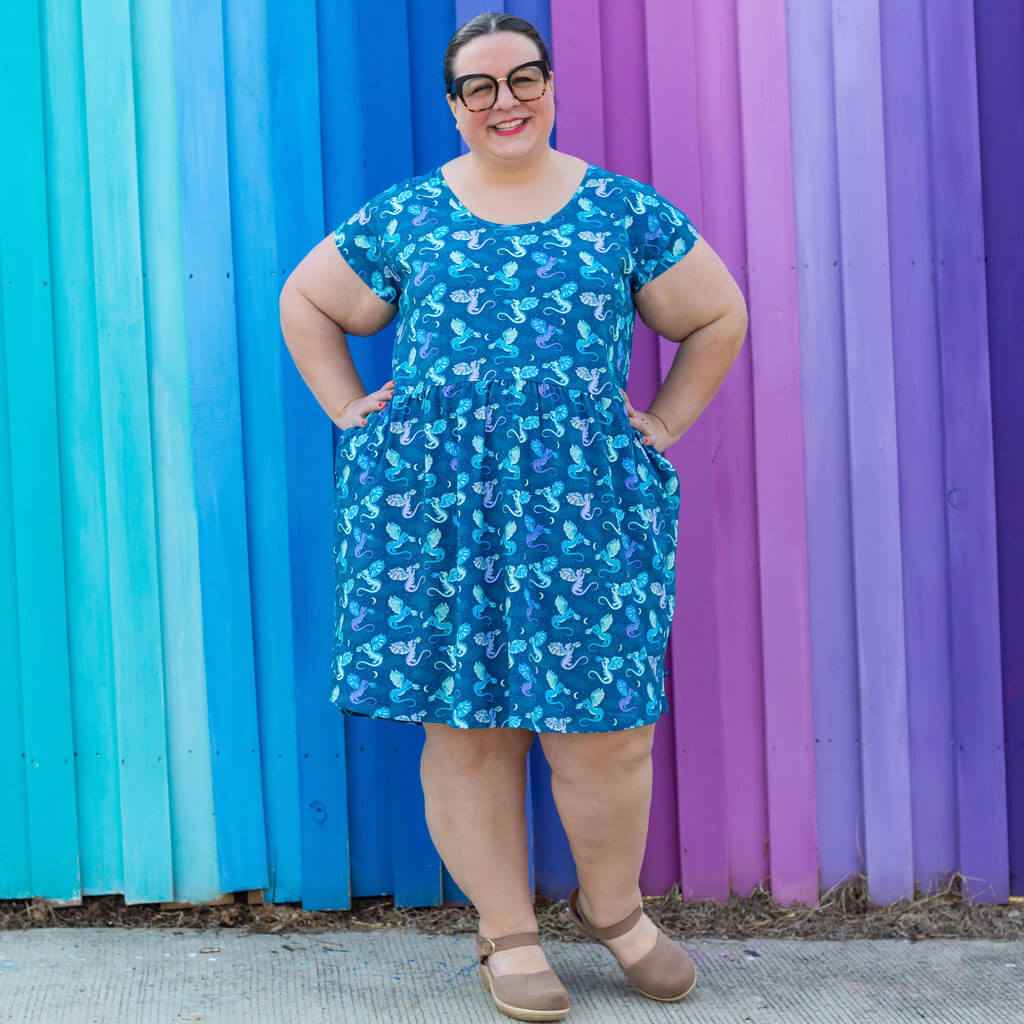 Adult "Slay All Day" Dragons Cap Sleeve Dress with Pockets