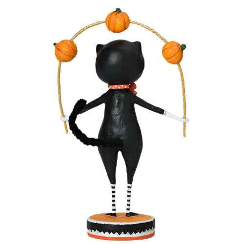 Toss a Jack Cat Halloween Figurine by Lori Mitchell — 7-Inch Folk Art Poly Resin Collectible