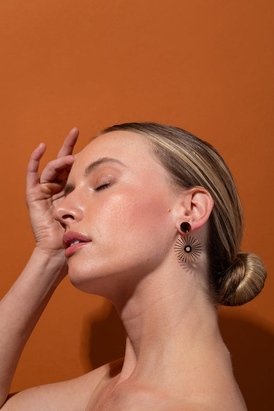 Solana Neutral Sunburst Earrings Water Resistant