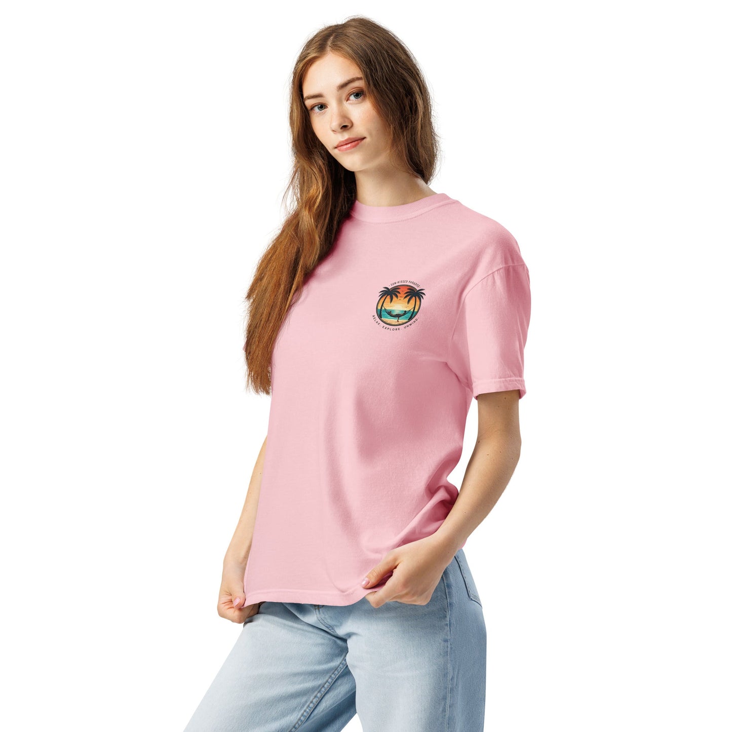 Sunset Surfer Tee | Retro Surf Silhouette with Bold Sunset Stripes - Beach Vibes Graphic Tee (CC1717)