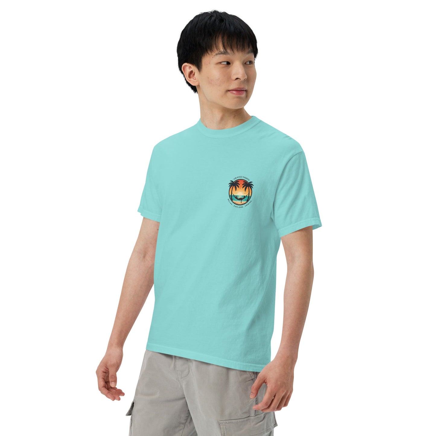 Sunset Surfer Tee | Retro Surf Silhouette with Bold Sunset Stripes - Beach Vibes Graphic Tee (CC1717)