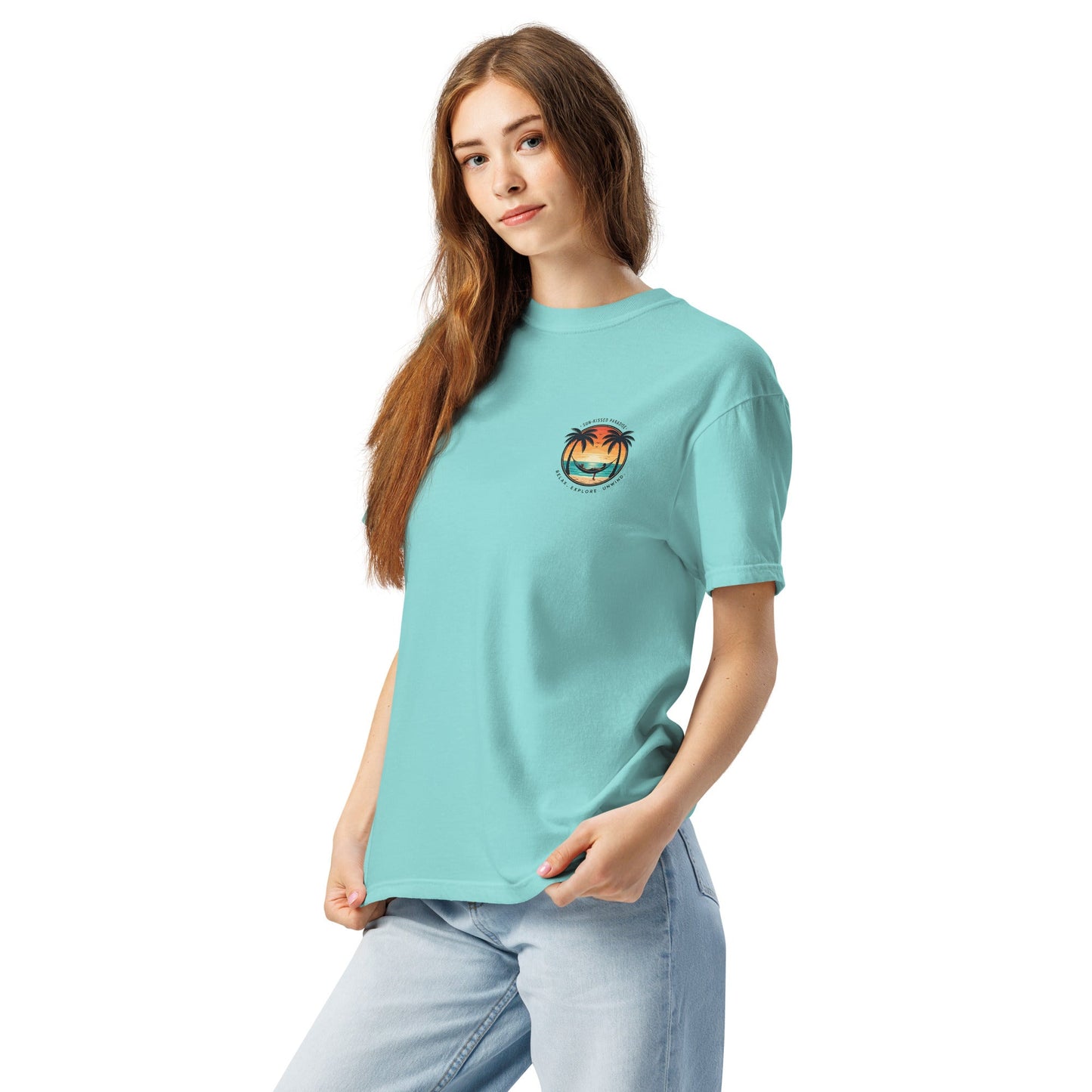 Sunset Surfer Tee | Retro Surf Silhouette with Bold Sunset Stripes - Beach Vibes Graphic Tee (CC1717)