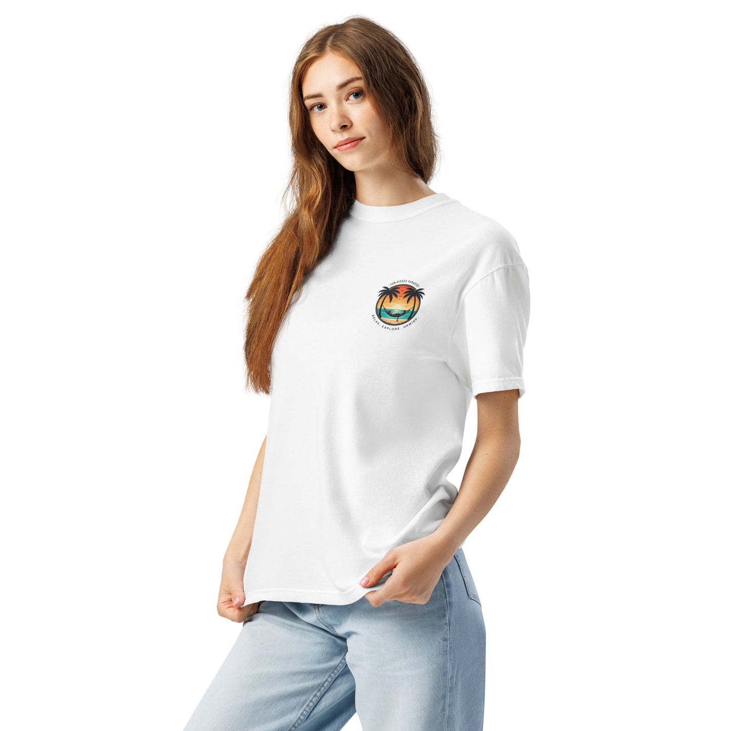 Sunset Surfer Tee | Retro Surf Silhouette with Bold Sunset Stripes - Beach Vibes Graphic Tee (CC1717)