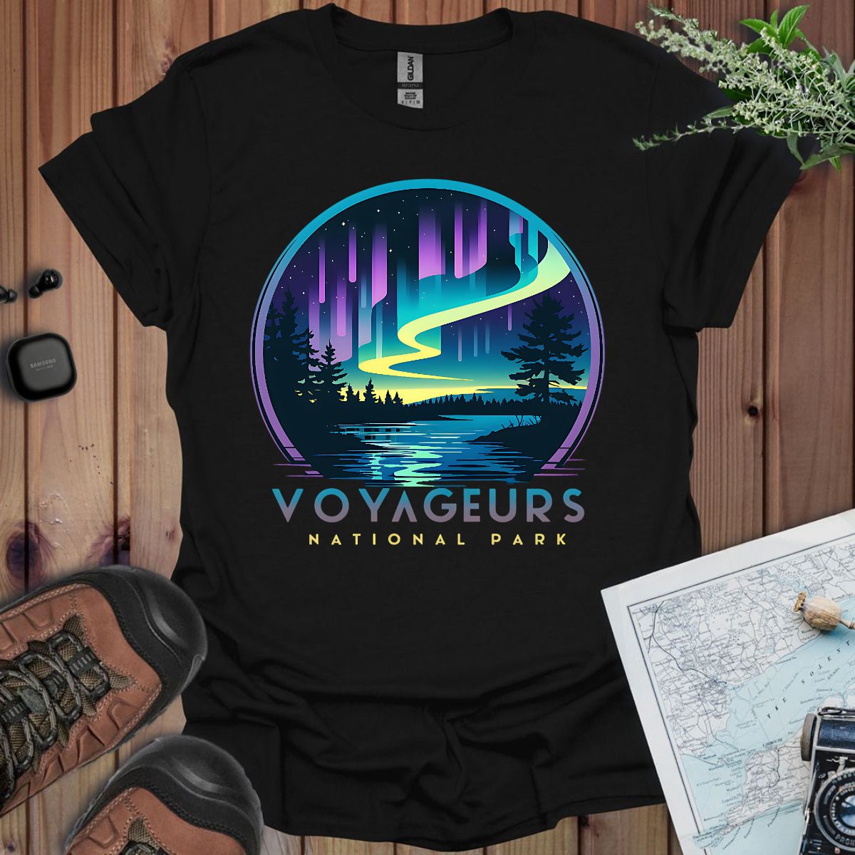 Voyageurs National Park Unisex T-Shirt Aurora Borealis