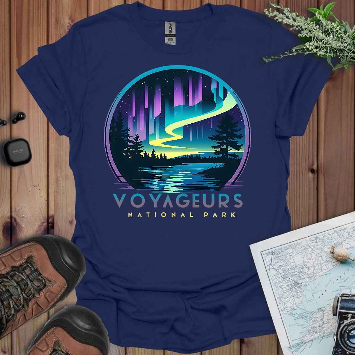Voyageurs National Park Unisex T-Shirt Aurora Borealis