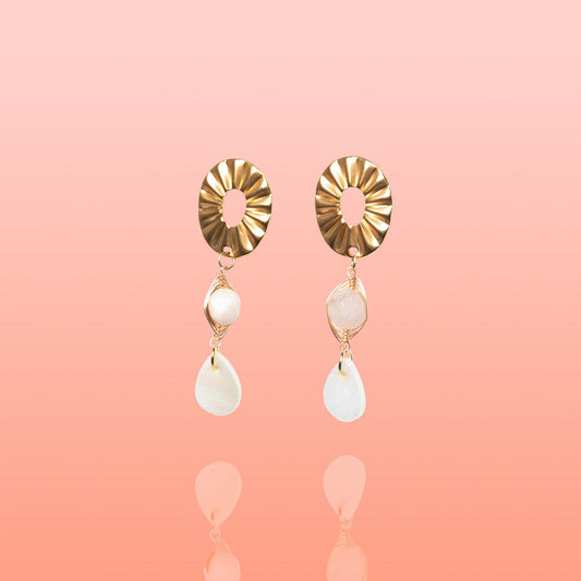 Paloma Shell + Jade Dangles