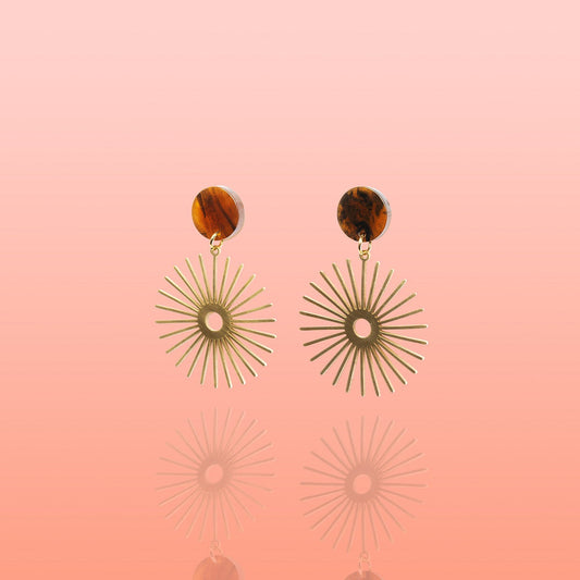 Solana Neutral Sunburst Earrings Water Resistant