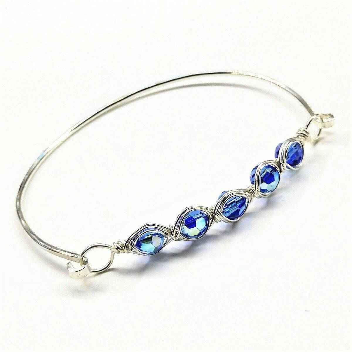 Larger Oval Shaped Swarovski Crystal Bar Bangle Bracelet