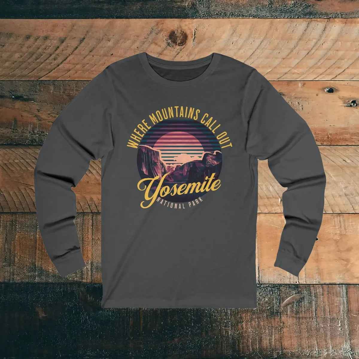 Yosemite National Park Unisex Fit Long Sleeve T-shirt Valley Retro