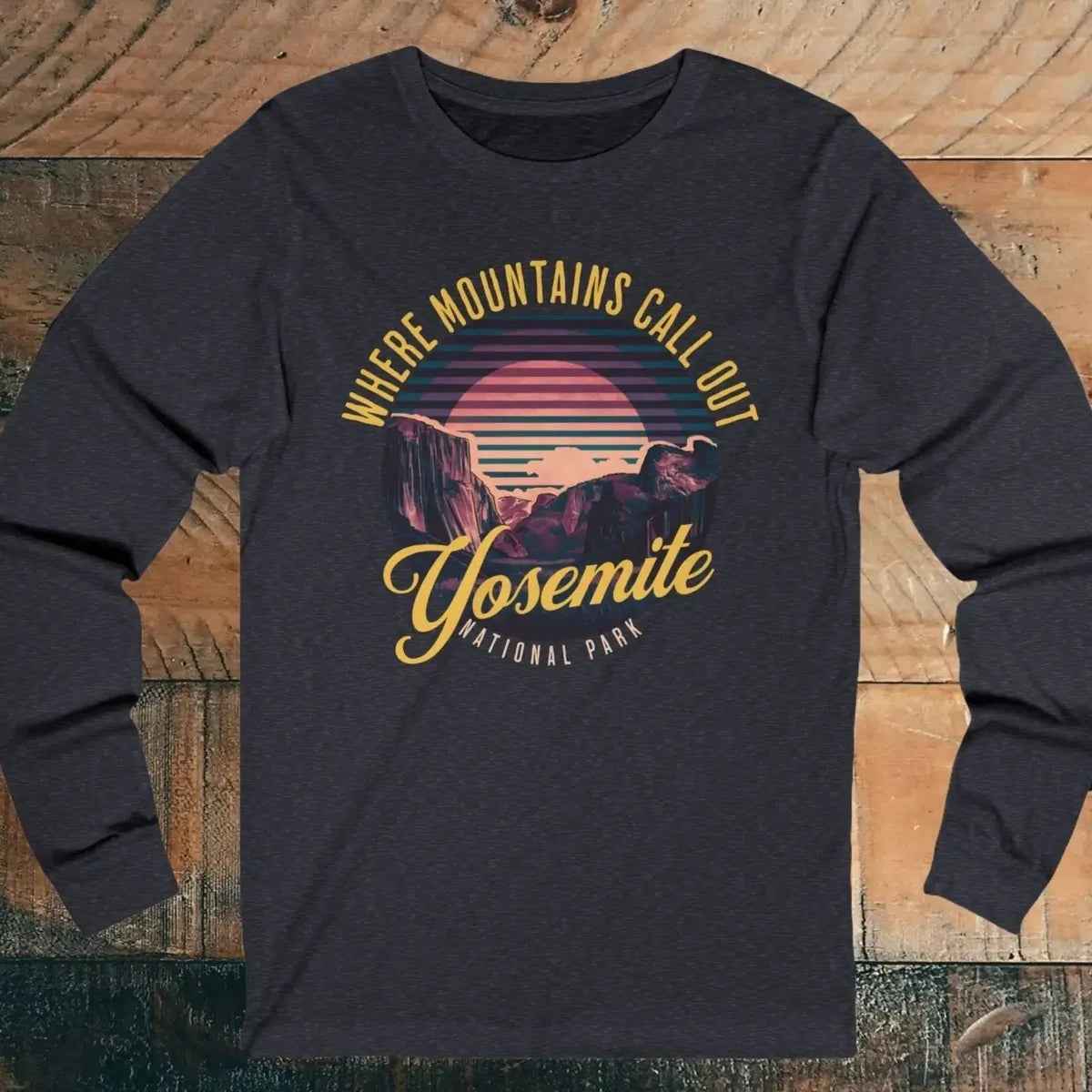 Yosemite National Park Unisex Fit Long Sleeve T-shirt Valley Retro